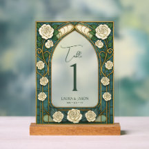 Tischnummer für die Hochzeitsfeier mit festem Glas