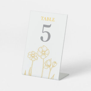 Tischnummer für Hochzeiten in Gelb und Weiß Sockelschild