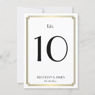 Tischnummer für Hochzeiten in Weiß und Gold