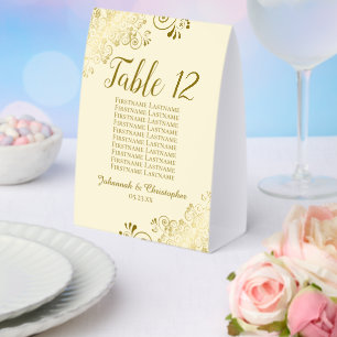 Tischnummer für Hochzeiten von Gold und Creme Tischaufsteller