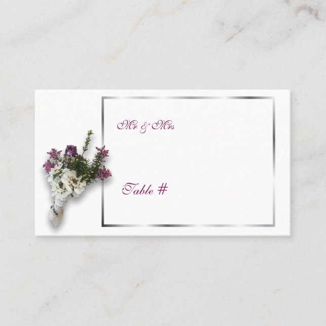 Tischnummer für Hochzeiten von Heather und Lace Platzkarte (Vorderseite)