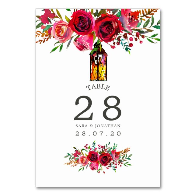 Tischnummer für Hochzeiten von Wasserfarben (Vorderseite)