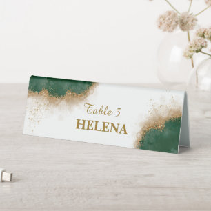 Tischnummer für Hochzeitsfeiern mit Gold & Green A Tischaufsteller
