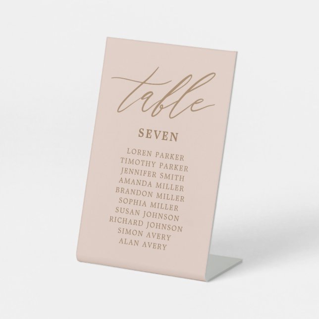Tischnummer für Hochzeitskarten und Hochzeitssitze Sockelschild (Vorderseite)