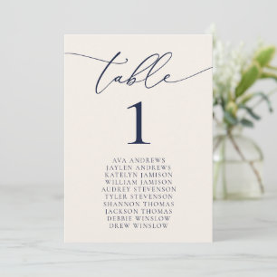 Tischnummer für Hochzeitssitze in Navy Blue & Crea