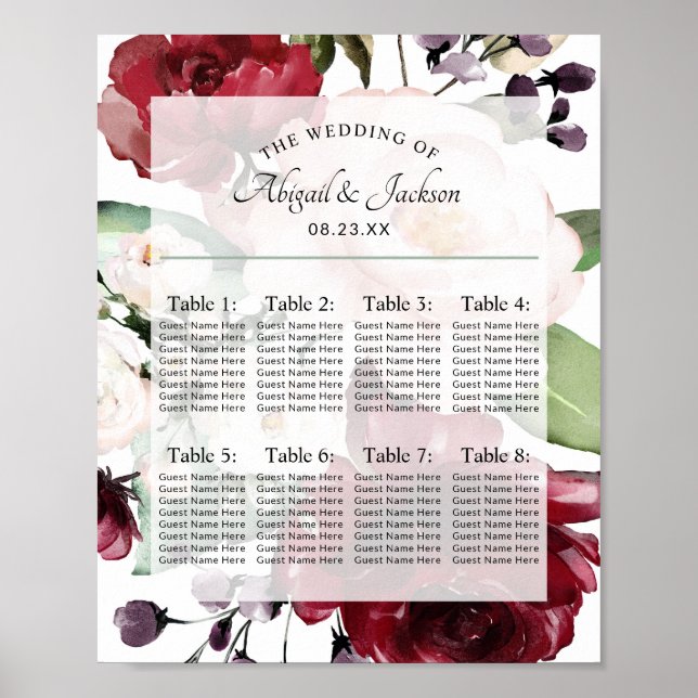Tischnummer für Hochzeitssymbole Poster (Vorne)