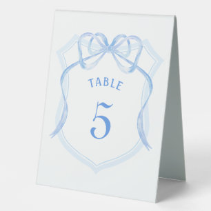Tischnummer für Light Blue Bow Wappen Tischaufsteller