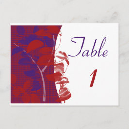 Tischnummer für rotes und Lila Leaf-Design