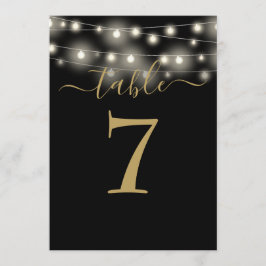 Tischnummer für schwarze und goldene String-Lights