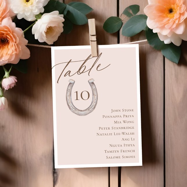 Tischnummer für Skripthufeisen (Script Horseshoe Table Number Seating Chart Card)