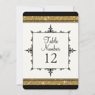 Tischnummer Gold Ornament Glitzer gestreift