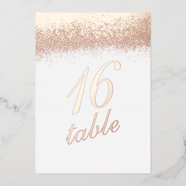 Tischnummer Gold Pressed Glitzer Foil Einladung (Vorderseite)