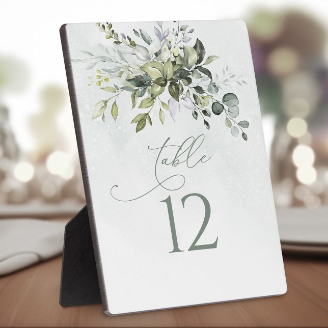Tischnummer Greenery Watercolor Wedding Easel Fotoplatte (Von Creator hochgeladen)