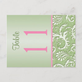 Tischnummer Grün/Rosa Damaske