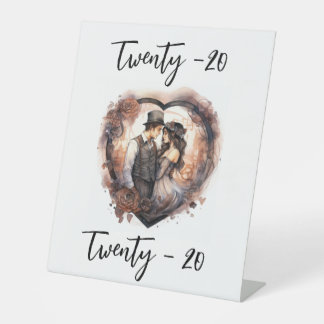 Tischnummer Hochzeit Romantisches Aquarellherz Sockelschild