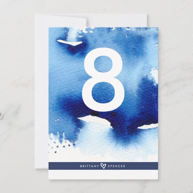 TISCHNUMMER Hochzeit stilvoll dunkelblau (Vorderseite)