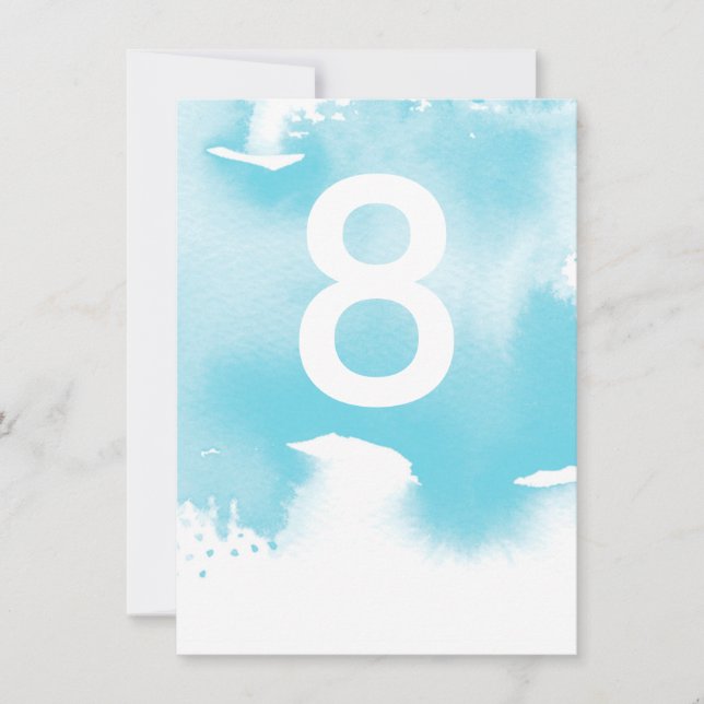 TISCHNUMMER Hochzeit stilvolles Aqua Blue Aqua (Vorderseite)