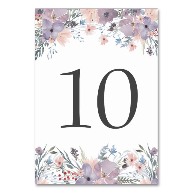 Tischnummer Hochzeiten von Boho Floral Wildblumen (Vorderseite)