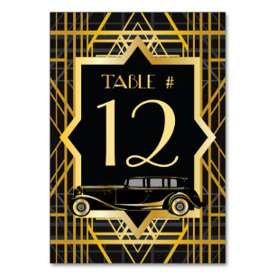 Tischnummer im Gatsby-Stil der Roaring Twenties