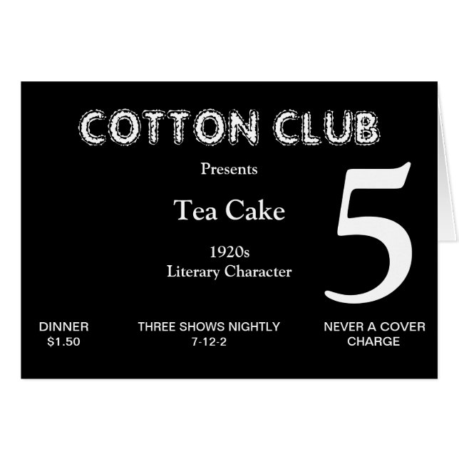 Tischnummer-Karte der 20er Jahre (Vorderseite (Horizontal))