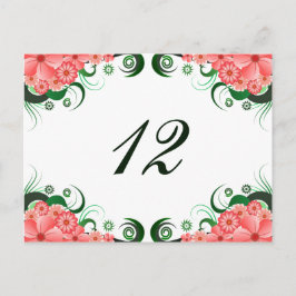 Tischnummer-Karte des Blumenrosa-Hibiskus Empfang Postkarte