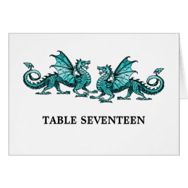 Tischnummer-Karte für aquamarine Elegante Drachen