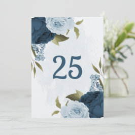 Tischnummer-Karte für hellblaue Blume Einladung