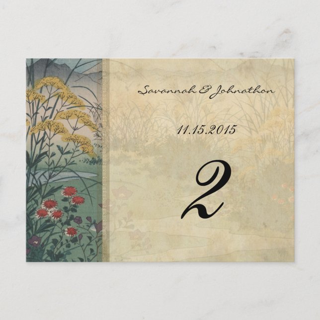 Tischnummer-Karten der Whimsical-Floral-Hochzeit i Postkarte (Vorderseite)