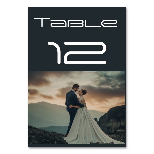 Tischnummer-Karten für Hochzeiten von Foto Tischnummer (Vorderseite)