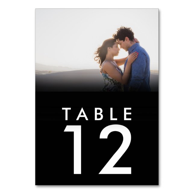 Tischnummer-Karten für Hochzeiten von Foto Tischnummer (Vorderseite)