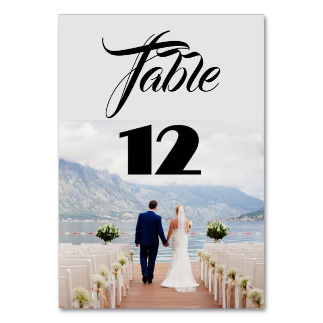 Tischnummer-Karten für Hochzeiten von Foto Tischnummer (Vorderseite)
