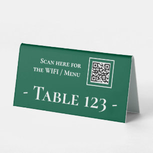 Tischnummer mit QR-Code grün Tischaufsteller