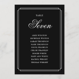 Tischnummer mit schwarzem und weißem Deko