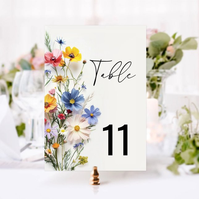 Tischnummer mit Wildblumen (Von Creator hochgeladen)