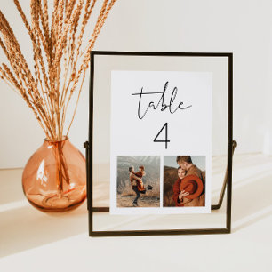 Tischnummer mit zwei Fotos   Modern Minimalistisch