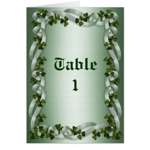 Tischnummer-Mitteilungskarten irische Hochzeit