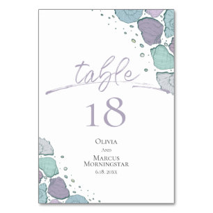 Tischnummer   Muscheln Lilac und Dusty Blue