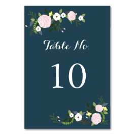 Tischnummer Navy Blumengarten
