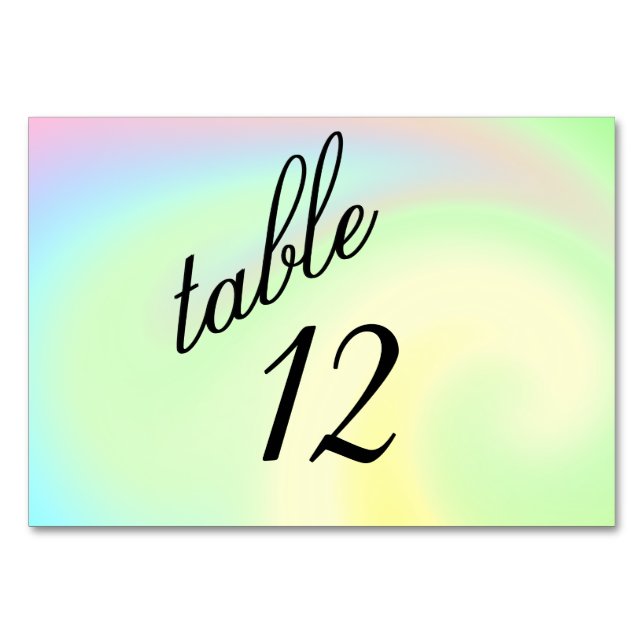 Tischnummer Pastel Rainbow Design (Vorderseite)