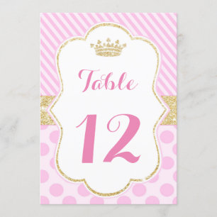 Tischnummer Prinzessin Rosa Glitzer Krone