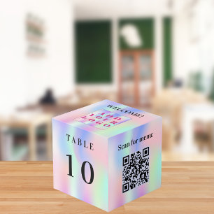 Tischnummer QR-Code-Menü Pink Mint Firmenlogo Würfel