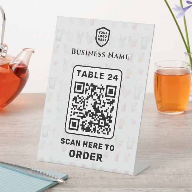 Tischnummer QR Code Scan to Order Restaurant Sockelschild (In Situ)
