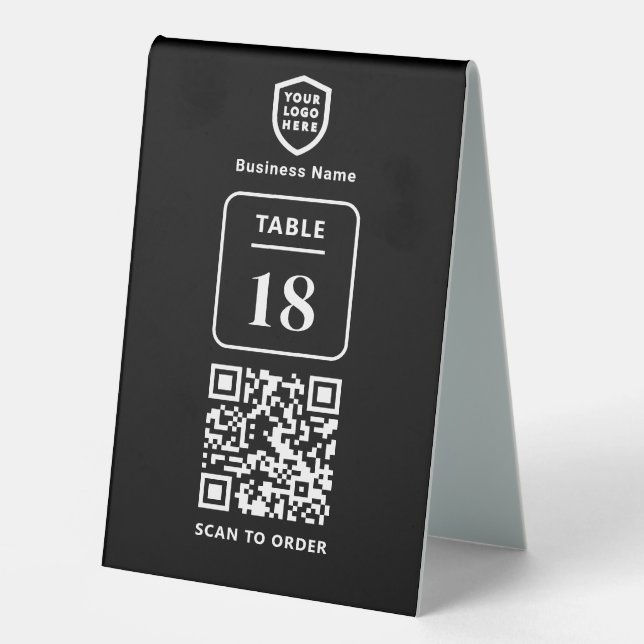 Tischnummer QR Code Scan to Order Restaurant Table Tischaufsteller (Vorderseite)