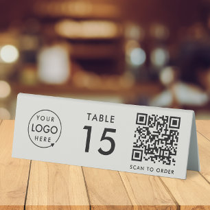 Tischnummer QR Code Scan zum Bestellen von Grau Tischaufsteller