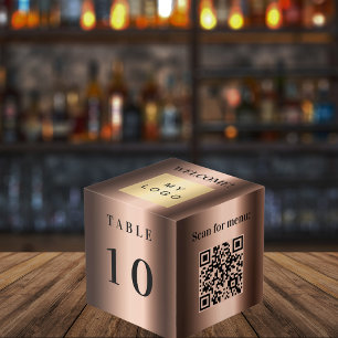 Tischnummer QR Codelmenü Bronze-Firmenlogo Würfel