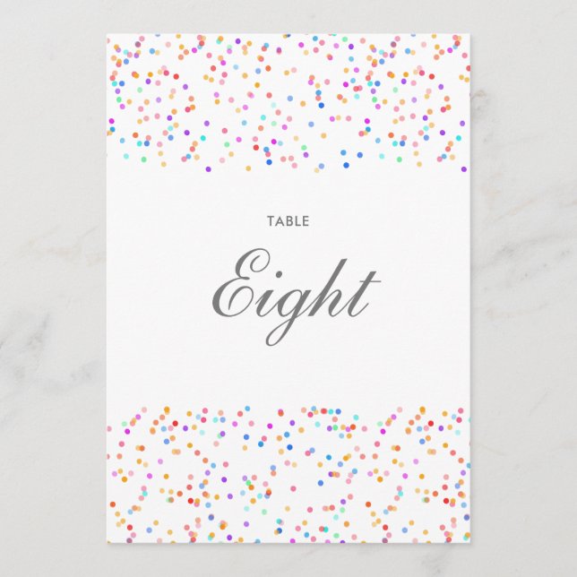 Tischnummer Rainbow Confetti (Vorderseite)