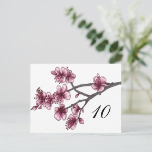 Tischnummer Rosa Einfache Kirschblüten Postkarte