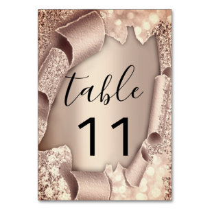 Tischnummer Rose Gold Glitzer 3D Hochzeit