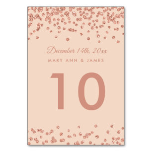 Tischnummer Rose Gold Imitats Glitzer Confetti Blu