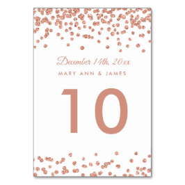 Tischnummer Rose Gold Imitats Glitzer Confetti Wei